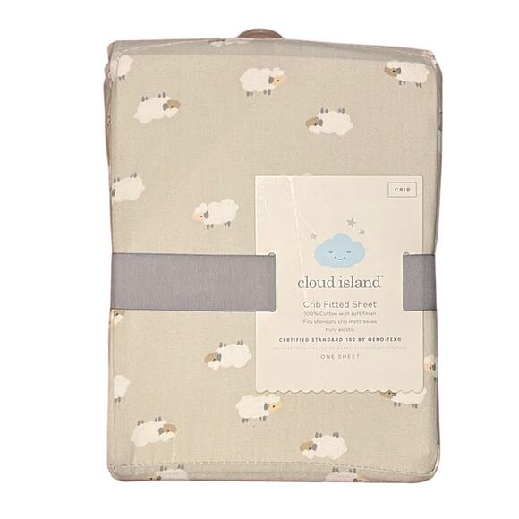 ❤️5/$25❤️ NIB Cloud Island Crib Fitted Sheet - Gray with Sheep Design - Picture 1 of 3